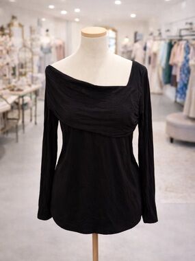 White Birch Black Off Shoulder Top 2X Long Sleeve Stretch Boutique